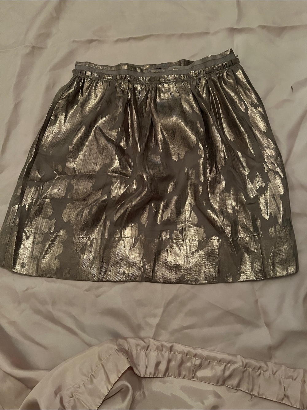 Club Monaco Y2K Metallic Gold Gathered Mini Skirt